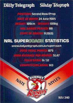 2010 Daily Telegraph NRL #165 Nate Myles Back